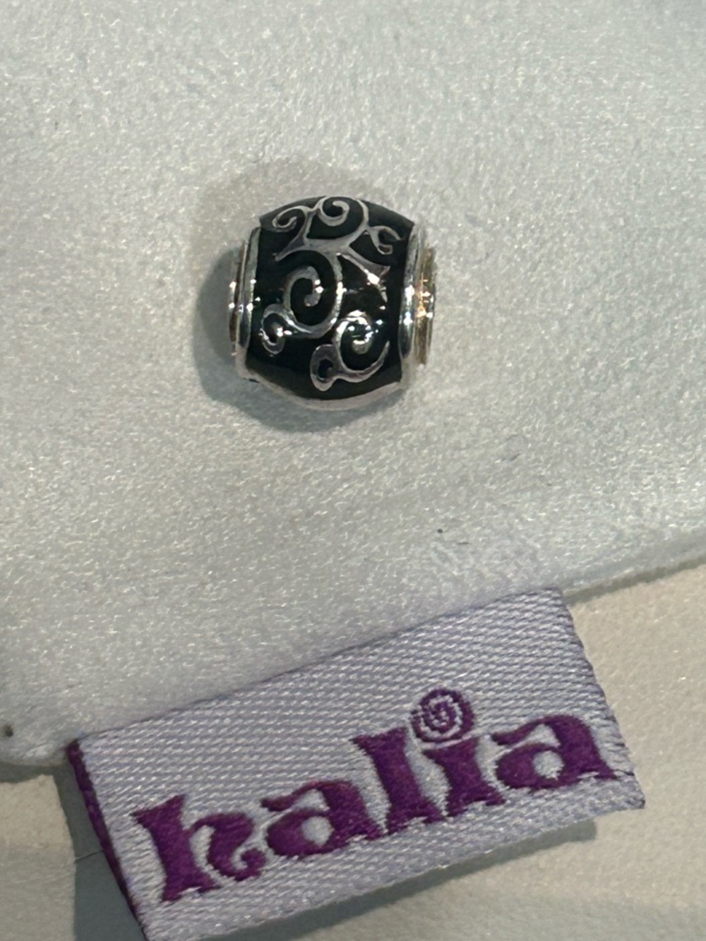 Pandora-style “Dramatic Statement” Charm - Sterling Silver & Black Enamel